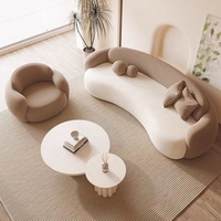 GEDO Canapé sectionnel simple et moderne en tissu crème pour réception et petit appartement Mobilier de salon