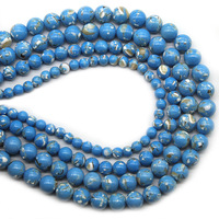 Perles rondes en turquoise de 4 à 12 mm, modèle Tactful 0268, pour la fabrication de bracelets, colliers et bijoux.