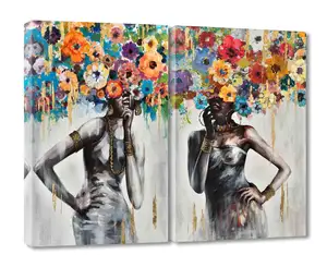 Home Decor Kopf bedeckung Blume Afrikanische Frauen Ölgemälde Wand kunst Acrylmalerei Leinwand druck Leinwandbilder Leinwand drucke