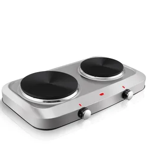 Stove Electric Stainless Steel Electric Heating Countertop Stove Two Burner Cookware Commercial Double Electric Stove