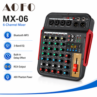 Console de mixage audio professionnelle 6 canaux avec Bluetooth, effets intégrés, construction métallique - Contrôleur DJ pour karaoké et scène live