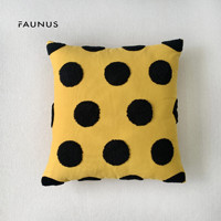 Coussin brodé en peluche style nordique et housse de coussin personnalisée, motif dessin animé mignon grands yeux fleur, coussin panda pour dossier de canapé, décoration