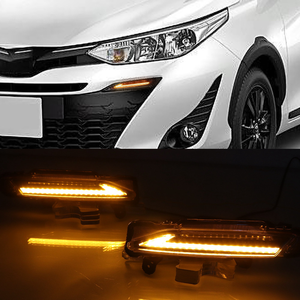 Feux de jour LED pour <span class=keywords><strong>Toyota</strong></span> <span class=keywords><strong>Yaris</strong></span> 2017~2019, clignotants jaunes, feux de jour, phares de conduite automatique, feux antibrouillard - Product Image 6