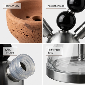 Chicha à un tuyau avec perles en bois noires, ensemble complet pour l'extérieur, patio, bar, club, <span class=keywords><strong>pub</strong></span>, idéal pour les loisirs et le fumage - Product Image 4