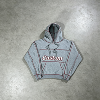 Survêtement à capuche gris 100 % coton avec logo personnalisé, manches longues, coupe décontractée, poches latérales, taille élastique, idéal pour l'automne