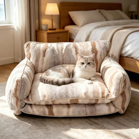 Cama de Felpa para Mascotas Furrivo, Sofá Cuadrado para Perros, Lavable, para Todas las Estaciones, con Relleno de Poliéster a Rayas, para Razas Pequeñas, Medianas y Grandes, OEM ODM