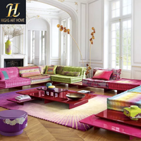 Ensemble de canapé modulaire Mahjong coloré pour salon combinaison de tissus à motif créatif pour canapé de sol Villa Hall