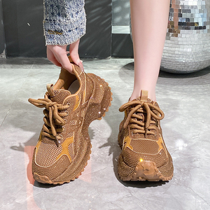 Sneakers scintillantes pour femmes, personnalisées en usine, 2026, semelle épaisse avec plateforme en strass et paillettes - Product Image 3