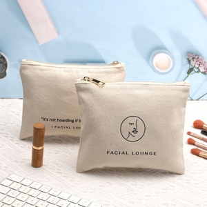 Eco Friendly Custom Logo Printed Cotton Blank Zipper Pouch <b>Make</b> <b>up</b> <b>Bags</b> Travel Plain Cotton Canvas Makeup Cosmetic <b>Bag</b> - Product Image 2