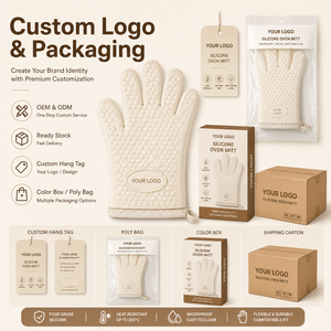 Wholesale <b>Silicone</b> <b>Waterproof</b> Oven Gloves Heat Resistant Kitchen Mitts Non Slip Dishwasher Safe Microwave BBQ Baking Gloves OEM - Product Image 4