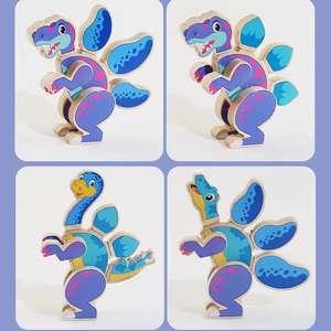 Nuevo Producto 2026, Rompecabezas de Dinosaurio 3D de Madera, Rompecabezas de Animales Montessori 3D para Niños Pequeños - Product Image 3