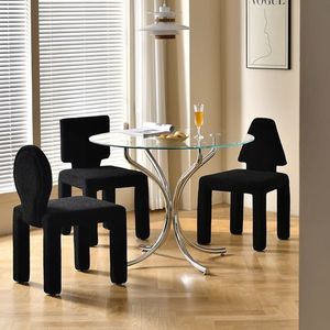 Silla Nórdica Creativa de Estilo Moderno <span class=keywords><strong>y</strong></span> Minimalista, Popular en Internet, sin Brazos, con Respaldo Tapizado en Tela, Diseño Alien en Metal Negro - Product Image 3