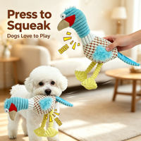 Jouet à mâcher interactif en peluche de coton écologique pour chien et chat, design poulet qui couine, pour le nettoyage des dents, nouveauté de dessin animé