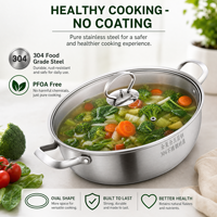 Batterie de cuisine OEM en acier inoxydable, comprenant une marmite double avec échelle graduée pour une cuisson saine du riz, grande marmite à fondue, compatible induction