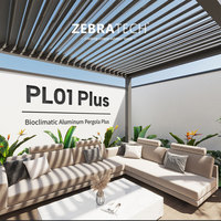 Kits de système de toit à persiennes en aluminium bioclimatique pour jardin, imperméables, avec revêtement en poudre, LED, résistant au vent, pergola extérieure