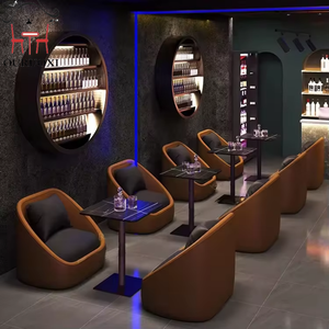 Juego de Muebles de Bar Modernos y Personalizados, Sofá KTV con Asientos Tipo Card Seat + Mesa de <span class=keywords><strong>Barra</strong></span> con Borde Redondo de Losa de Roca, Alta Calidad - Product Image 6