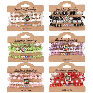 Fashion Jewelry <b>Beaded</b> <b>Bracelets</b> Set Cherry Butterfly <b>Charm</b> Women's Gift Made In China - Product Image 1