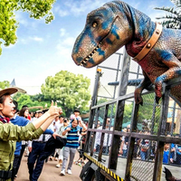 Costume de dinosaure T-REX électrique réaliste et ambulant avec jambes cachées, lumineux et flexible pour parcs d'attractions, centres commerciaux et aéroports