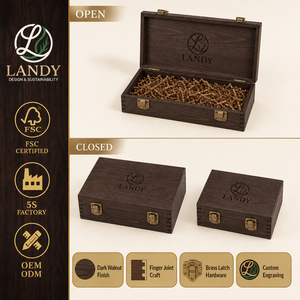 <span class=keywords><strong>Caja</strong></span> de <span class=keywords><strong>Madera</strong></span> de Nogal Oscuro de Alta Gama para Cigarros y Whisky, <span class=keywords><strong>con</strong></span> <span class=keywords><strong>Tapa</strong></span> <span class=keywords><strong>con</strong></span> Bisagras y Cierre Metálico, Estuche de Regalo de Lujo - Product Image 1
