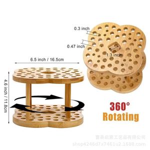 Wooden Pencil Storage Rack 360 Degree Rotating <b>Desktop</b> Organizer For Stationery Holders - Product Image 3