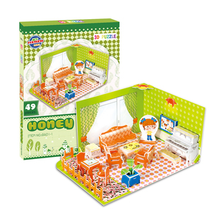 Chambre cuisine salle de bain enfants Puzzles papier bricolage Intelligence jouets heureux salon <span class=keywords><strong>Puzzle</strong></span> 3D pour enfants fête faveurs EXW - Product Image 1