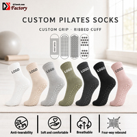 Chaussettes de Pilates antidérapantes pour femmes avec logo personnalisé, chaussettes de yoga en coton avec silicone, chaussettes de sport antidérapantes pour Pilates