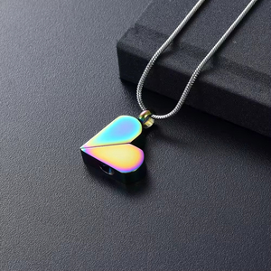 Kalung guci abu peliharaan bentuk hati persegi dapat diputar 360 derajat baja tahan karat perhiasan kremasi harmoni - Product Image 5