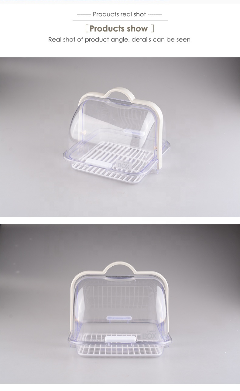 Grado Alimenticio transparente de pan de plástico de almacenamiento de caja de pan bin para Cocina