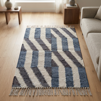 Indian Wholesale Rectangle Braided Floor Carpet Handmade Natural Cotton Puzzle Pattern Rug for Home Living Room and Bedroom Use