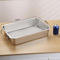 Baki Makanan Logam Persegi Panjang LIYUNDA 50*35cm, Berbagai Tinggi, Kualitas Bagus, Stainless Steel, Alas Datar, Dilengkapi Pegangan, 14L