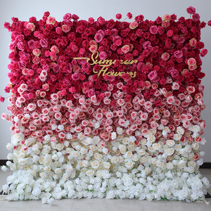 Tốt nhất bán vải vải cơ sở Burgundy 3D Hoa Tường Mix Rose Peony Hydrangea - Product Image 4