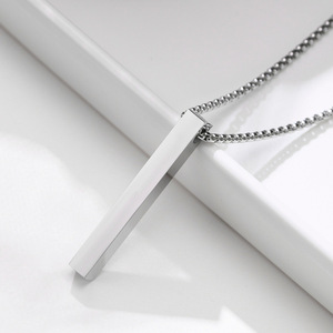 Chaude Classique Rectangle Pendentif Collier Hommes Maille <span class=keywords><strong>Gourmette</strong></span> En Acier Inoxydable Colliers Pour Hommes Bijoux Cadeau De Fête - Product Image 4