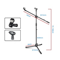 Nouveau design, support de micro portable noir pour guitare, support de sol pour instrument de musique, vente en gros