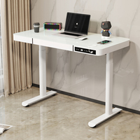 Bureau d'ordinateur électrique réglable en hauteur avec tiroirs, plateau en verre trempé, bureau debout avec recharge pour le bureau à domicile