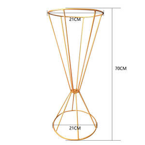Reloj de arena marco abierto Reversible Pedestal Prop soporte de planta Alambre de Metal dorado en forma de <span class=keywords><strong>trompeta</strong></span> flor centro de mesa soporte para boda - Product Image 2