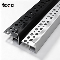 Profilé d'extrusion en alliage d'aluminium TOCO noir avec LED intégrées pour nez de marche antidérapant, pour éclairage de escalier en pierre, garantie 5 ans