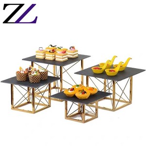 Catering for Wedding Buffet Tableware Luxury Paper Cupcake Cocktail <strong>Food</strong> Serving Plates Set Metal Multi Tier Gold Cake <strong>Stand</strong> - Product Image 5