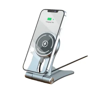 Магнитная Беспроводная подставка 15 Вт, беспроводное зарядное устройство, подставка для телефона из алюминиевого сплава, настольный магнит для iPhone