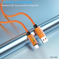 Kabel 3A Desain Baru Grosir dengan Lampu LED Hijau, Kabel Pengisian Cepat Micro USB, Kabel Data Tipe-C untuk Ponsel