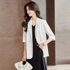 Traje de verano profesional para mujer, estilo fino y elegante, con botones decorativos - Product Image 5