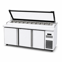 Table de préparation de salades pour restaurant avec revêtement antirouille pour une utilisation professionnelle en cuisine commerciale et pour les pizzerias à fort volume de production