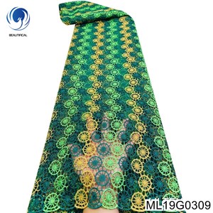 Beautifical Phi Lces Vải Mới Nhất Thêu Nigeria Nước Hòa Tan Lưới Vải Ren Cho Phụ Nữ Ăn Mặc 5Yards ML19g03 - Product Image 6