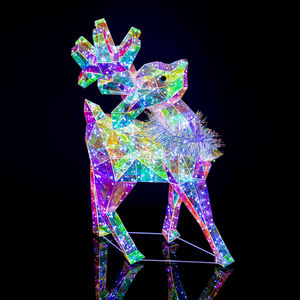 3 डी क्रिस्टल प्रभाव चमकदार रिंग हिरण रोशनी छुट्टी पार्टी शादी क्रिसमस की सजावट उपहार चमक प्रकाश हिरण - Product Image 2