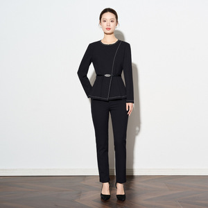 Women's Professional Blazer Suit Solid Color Slim Fit Houndstooth Pattern Workwear for Beauty Salons Dental Clinics Postpartum - Product Image 4