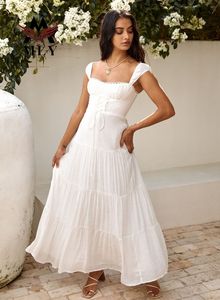 Summer Casual Boho Tie Sleeveless square Neck Beach Cover up Dress White <span class=keywords><strong>a</strong></span> Line Vaction Beachwear - Product Image 2