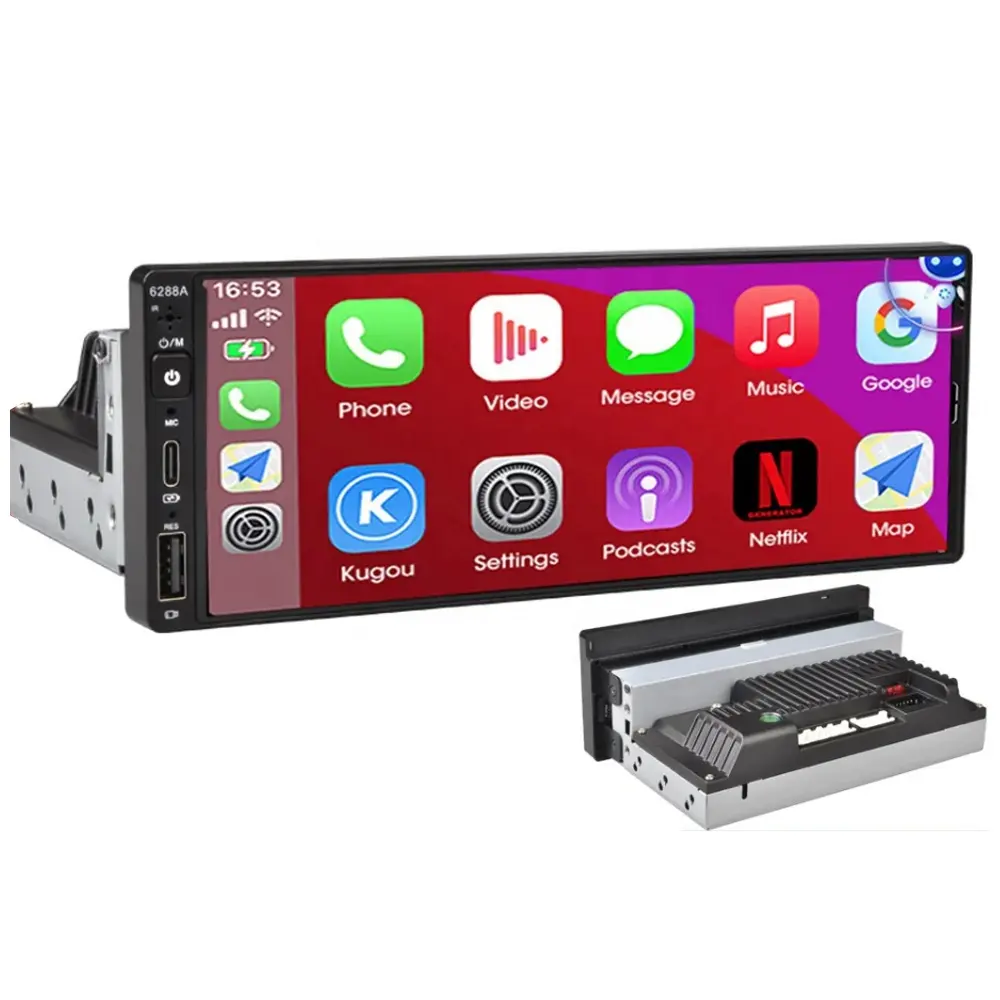 Jmance Universal 6,9-Zoll-IPS-Bildschirm 16 EQ IPS WiFi BT DSP GPS Navigator FM-Radio 2USB-Schnittstelle Carplay 1 Din Car DVD-Player