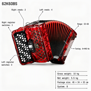 <span class=keywords><strong>Accordéon</strong></span> à boutons B-System Bayan 60 basses, standard russe professionnel pour la performance folklorique et scénique - Product Image 2