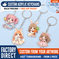 Breloque en acrylique Anime avec impression offset et estampage à chaud doré pour clé de voiture, échantillon disponible, impression UV double face