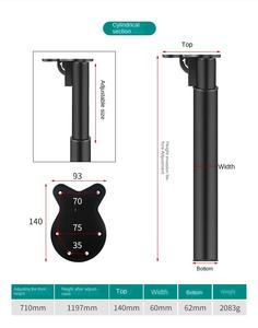 מוט מתכת כבד מעובה כבד רגליים מתכוננות מודרני הרמת הרגליים עבור סלון שולחן אוכל שולחן שולחן-לוח עץ - Product Image 6