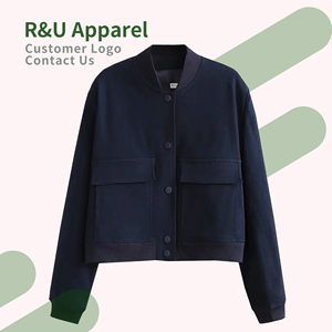 <span class=keywords><strong>Veste</strong></span> bomber pour femmes avec poches, style vintage, manches longues, boutons sur le devant, vêtements d'extérieur décontractés - Product Image 1